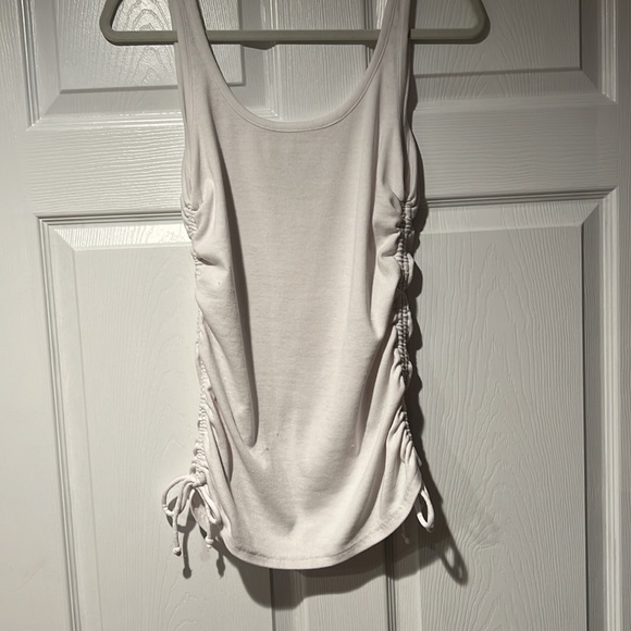 CHASER white tank top with ruched/ tie detail size medium / white - Picture 8 of 10